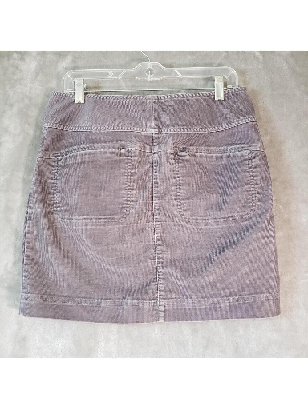 Athleta Corduroy Purple Snap Front Straight Skirt Pockets Size 6 - Picture 2 of 6